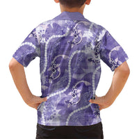 Japanese Koi Fish Family Matching Off Shoulder Maxi Dress and Hawaiian Shirt Purple Wagara Palaka Honohono Pikake Lei LT9 - Polynesian Pride