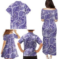 Japanese Koi Fish Family Matching Puletasi and Hawaiian Shirt Purple Wagara Palaka Honohono Pikake Lei LT9 - Polynesian Pride