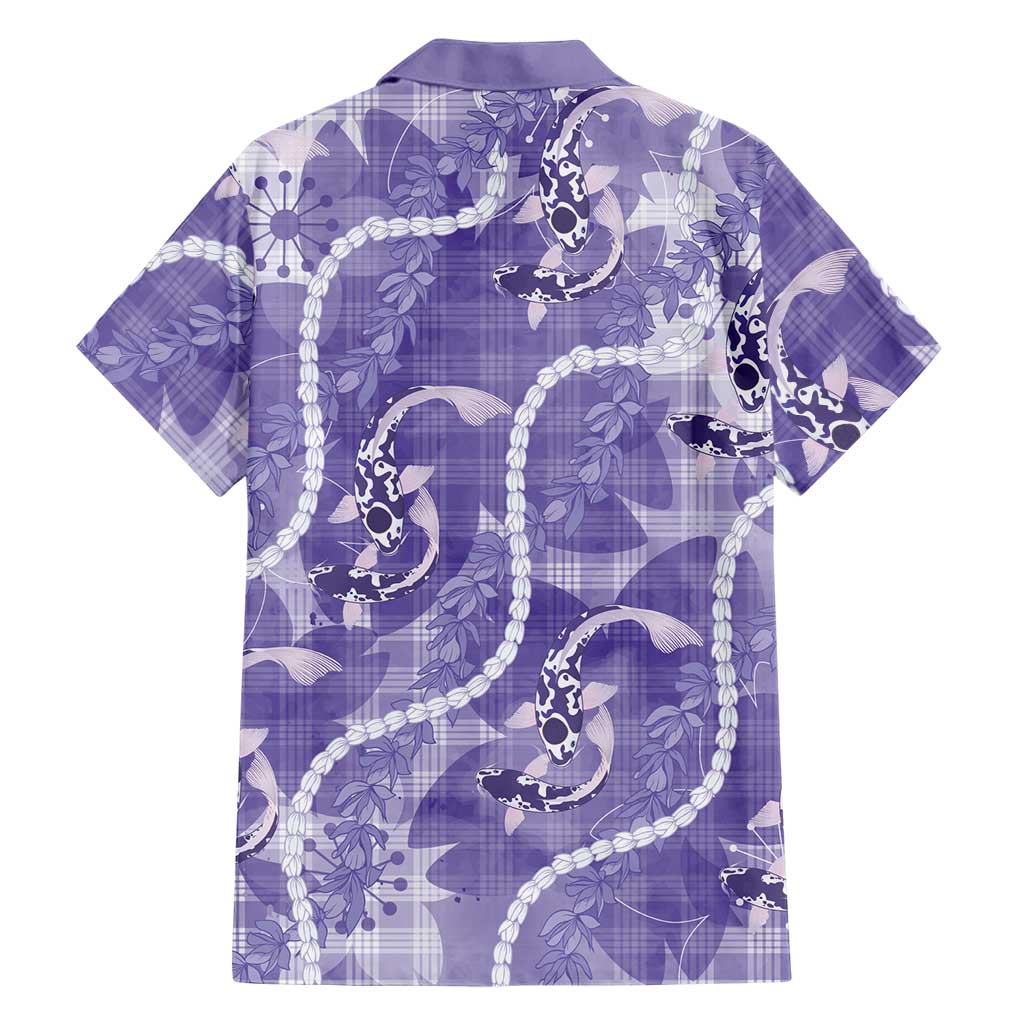 Japanese Koi Fish Family Matching Puletasi and Hawaiian Shirt Purple Wagara Palaka Honohono Pikake Lei LT9 - Polynesian Pride