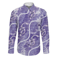 Japanese Koi Fish Family Matching Summer Maxi Dress and Hawaiian Shirt Purple Wagara Palaka Honohono Pikake Lei LT9 Dad's Shirt - Long Sleeve Purple - Polynesian Pride