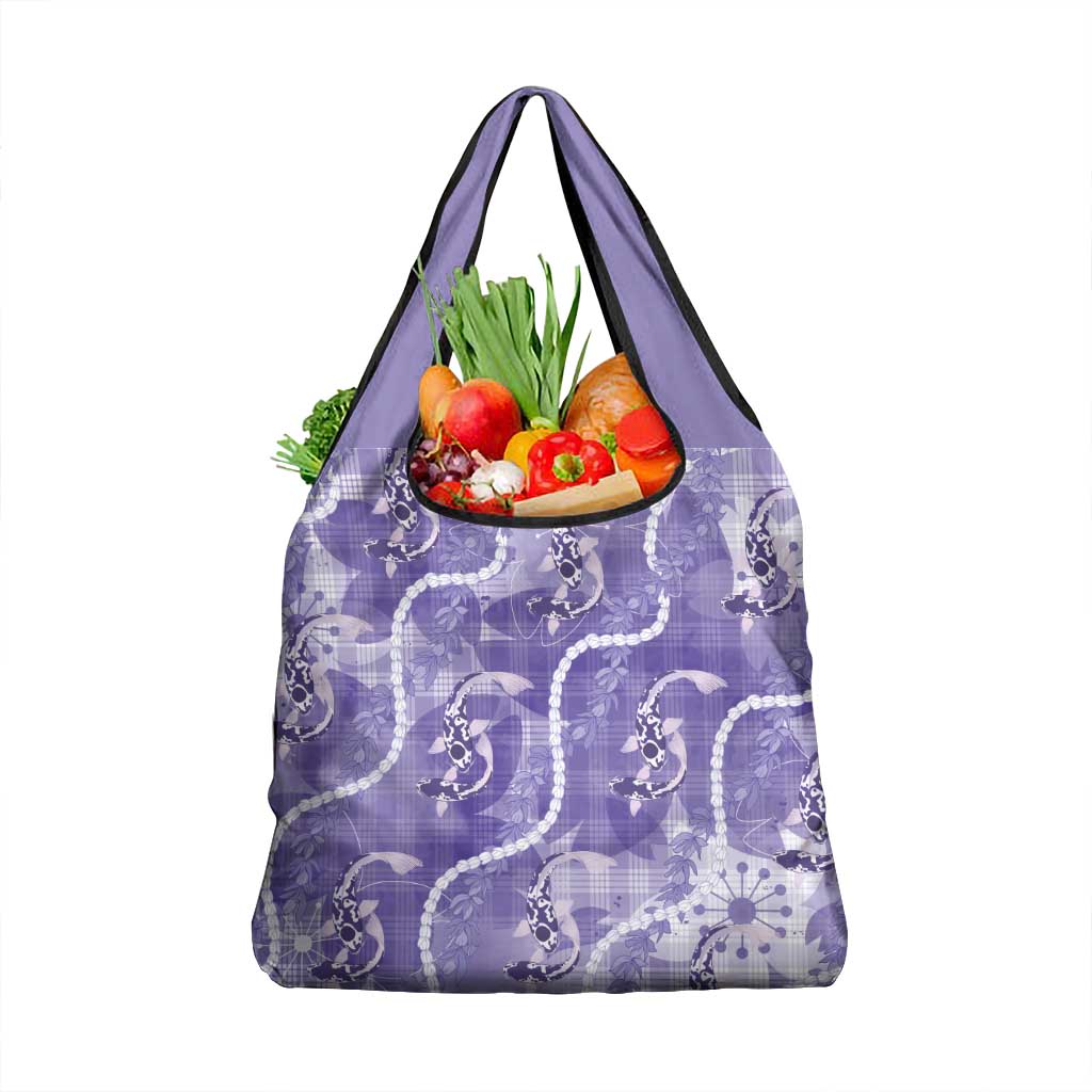 Japanese Koi Fish Grocery Bag Purple Wagara Palaka Honohono Pikake Lei
