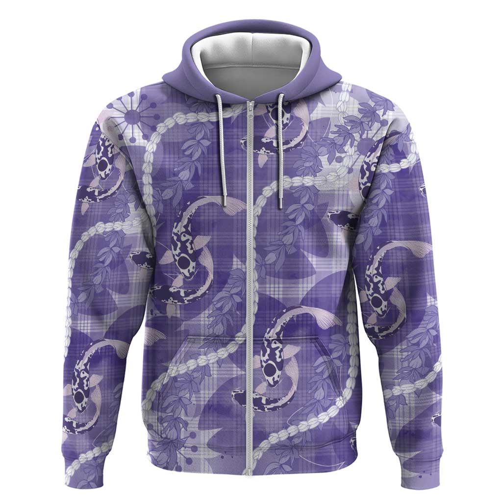 Japanese Koi Fish Hoodie Purple Wagara Palaka Honohono Pikake Lei