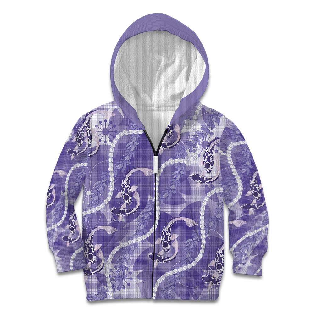 Japanese Koi Fish Kid Hoodie Purple Wagara Palaka Honohono Pikake Lei