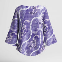 Japanese Koi Fish Kimono Sleeve Blouse Purple Wagara Palaka Honohono Pikake Lei
