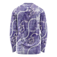 Japanese Koi Fish Long Sleeve Shirt Purple Wagara Palaka Honohono Pikake Lei