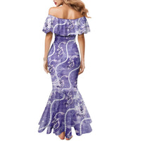 Japanese Koi Fish Mermaid Dress Purple Wagara Palaka Honohono Pikake Lei