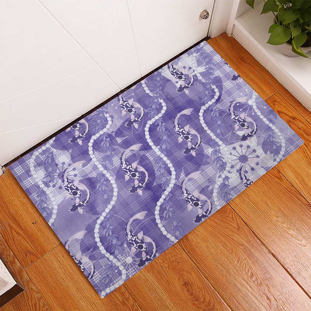 Japanese Koi Fish Rubber Doormat Purple Wagara Palaka Honohono Pikake Lei