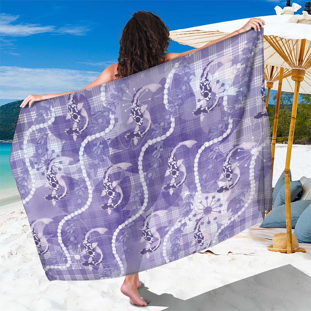 Japanese Koi Fish Sarong Purple Wagara Palaka Honohono Pikake Lei