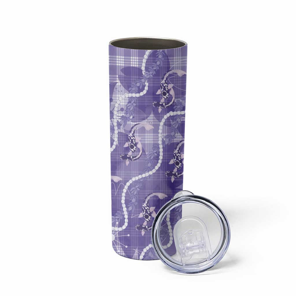 Japanese Koi Fish Skinny Tumbler Purple Wagara Palaka Honohono Pikake Lei LT9 - Polynesian Pride