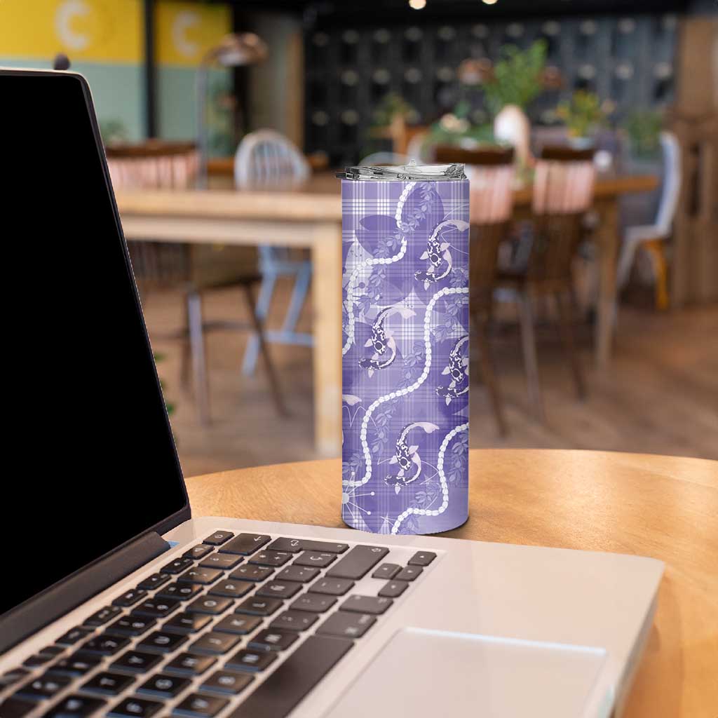 Japanese Koi Fish Skinny Tumbler Purple Wagara Palaka Honohono Pikake Lei LT9 - Polynesian Pride