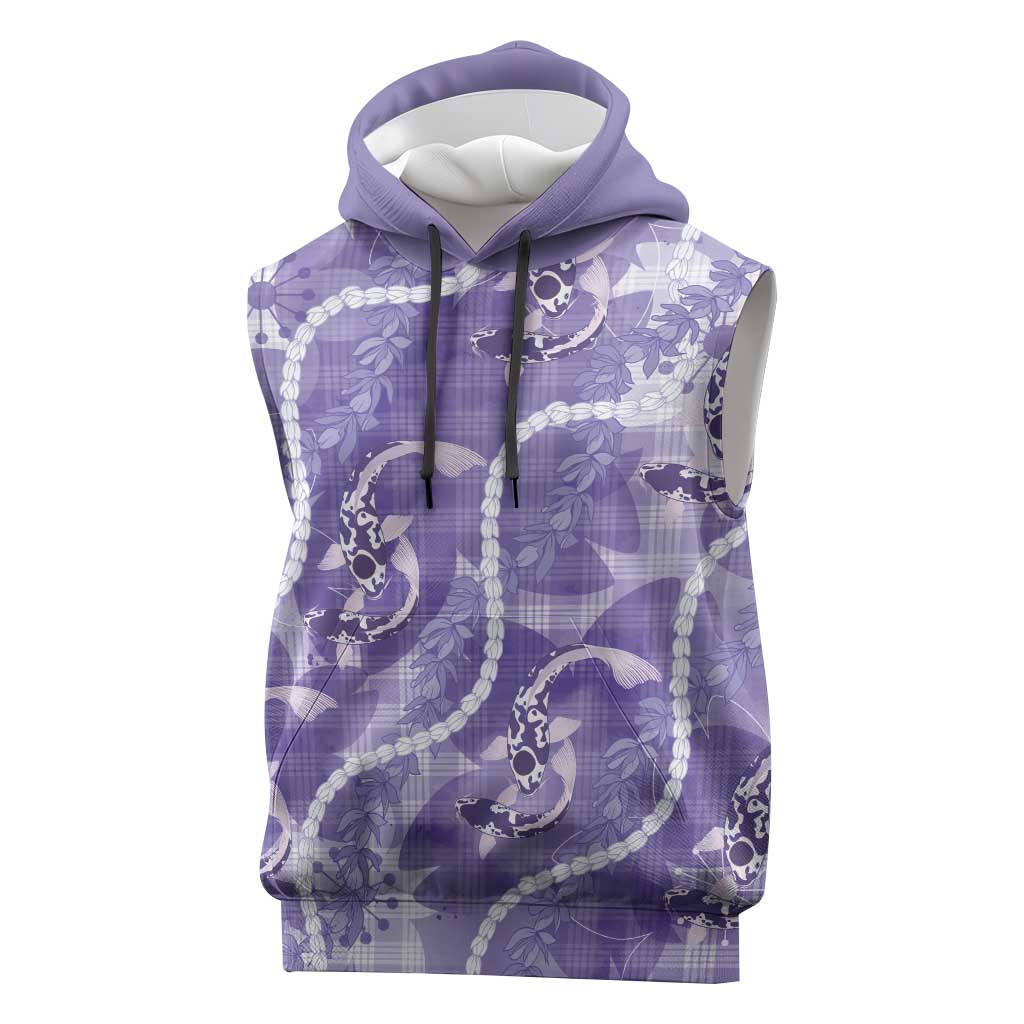 Japanese Koi Fish Sleeveless Hoodie Purple Wagara Palaka Honohono Pikake Lei