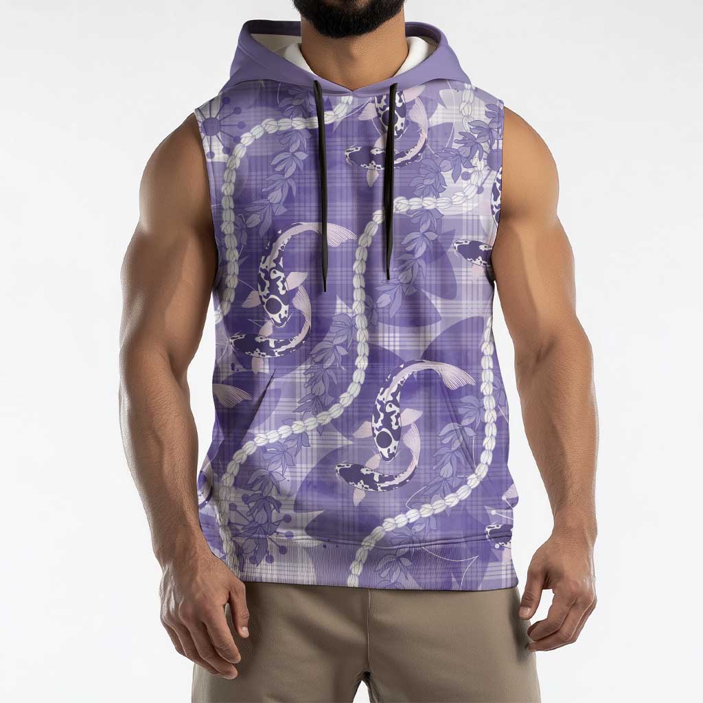 Japanese Koi Fish Sleeveless Hoodie Purple Wagara Palaka Honohono Pikake Lei