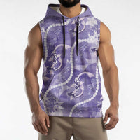 Japanese Koi Fish Sleeveless Hoodie Purple Wagara Palaka Honohono Pikake Lei