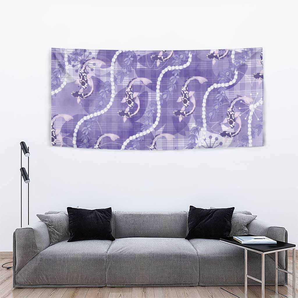 Japanese Koi Fish Tapestry Purple Wagara Palaka Honohono Pikake Lei
