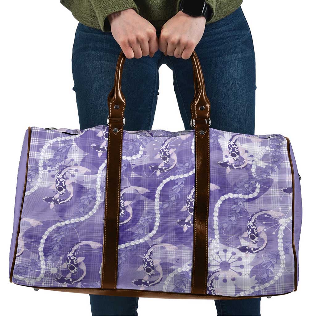 Japanese Koi Fish Travel Bag Purple Wagara Palaka Honohono Pikake Lei