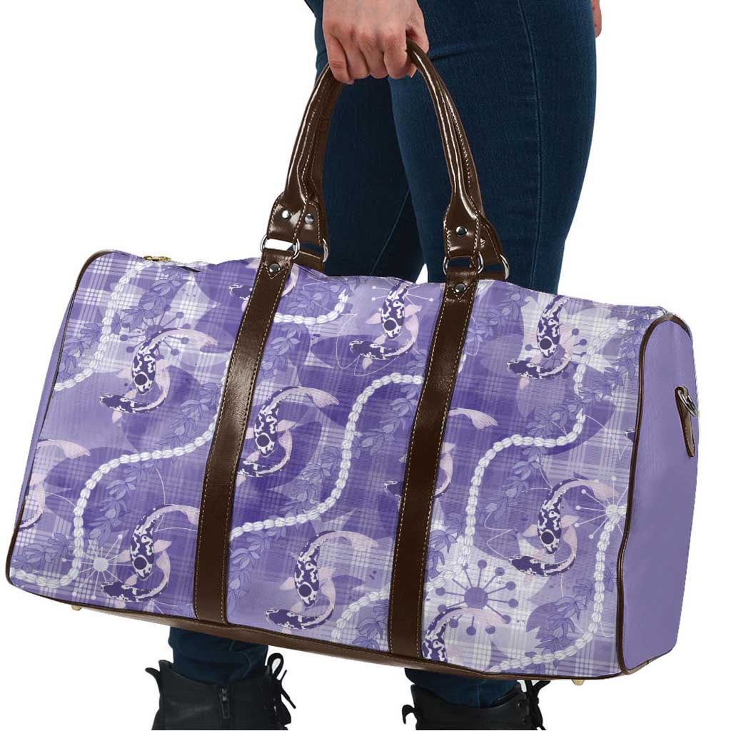 Japanese Koi Fish Travel Bag Purple Wagara Palaka Honohono Pikake Lei