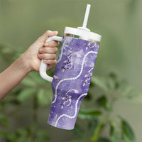 Japanese Koi Fish Tumbler With Handle Purple Wagara Palaka Honohono Pikake Lei