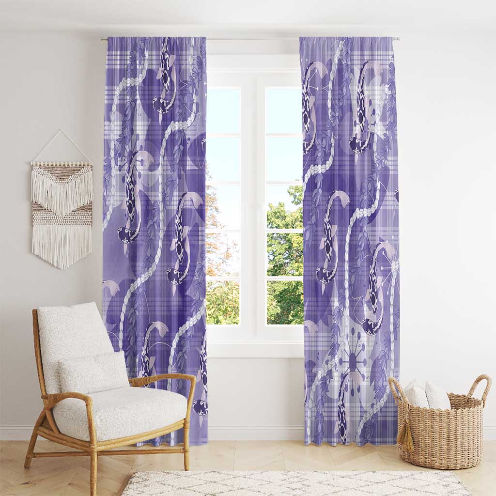 Japanese Koi Fish Window Curtain Purple Wagara Palaka Honohono Pikake Lei