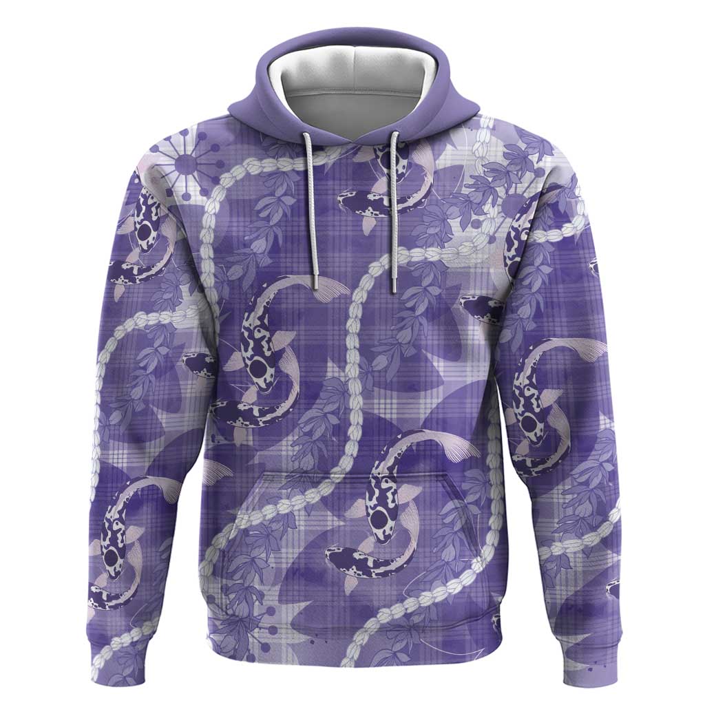 Japanese Koi Fish Zip Hoodie Purple Wagara Palaka Honohono Pikake Lei