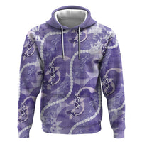 Japanese Koi Fish Zip Hoodie Purple Wagara Palaka Honohono Pikake Lei