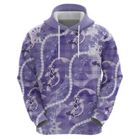 Japanese Koi Fish Zip Hoodie Purple Wagara Palaka Honohono Pikake Lei