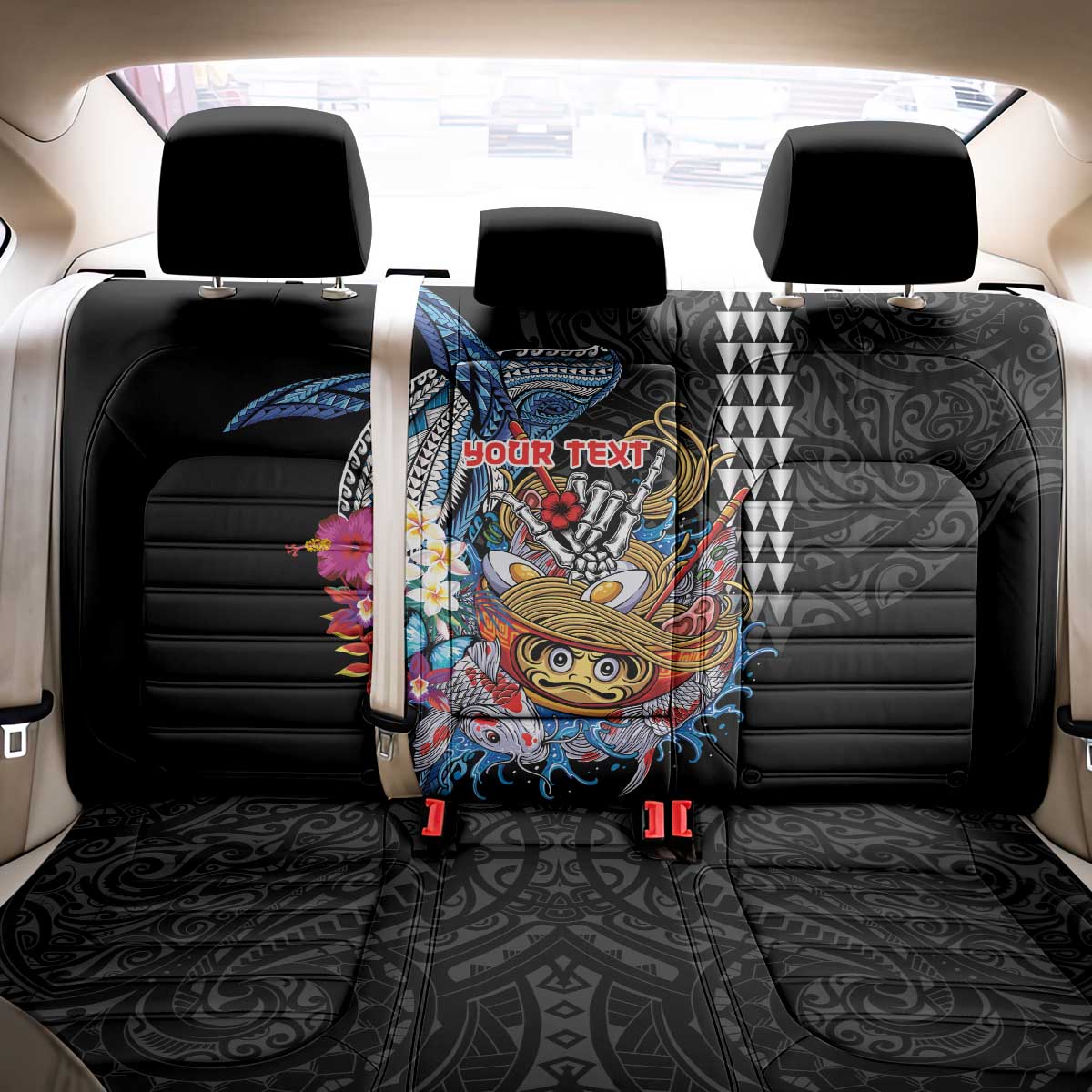 Personalized Japanese Koi Fish Ramen Back Car Seat Cover Aloha Shark Kakau Pattern LT9 - Polynesian Pride