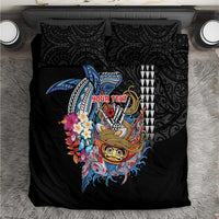 Personalized Japanese Koi Fish Ramen Bedding Set Aloha Shark Kakau Pattern LT9 Black - Polynesian Pride