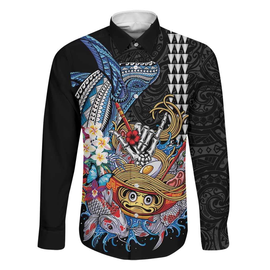 Personalized Japanese Koi Fish Ramen Family Matching Mermaid Dress and Hawaiian Shirt Aloha Shark Kakau Pattern
