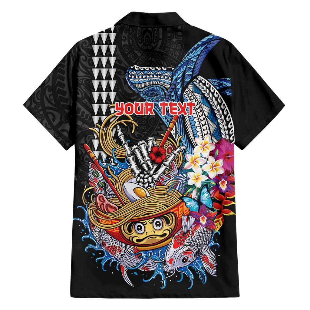 Personalized Japanese Koi Fish Ramen Family Matching Off Shoulder Maxi Dress and Hawaiian Shirt Aloha Shark Kakau Pattern