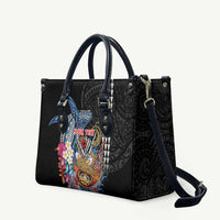 Personalized Japanese Koi Fish Ramen Leather Bag Aloha Shark Kakau Pattern LT9 Black - Polynesian Pride