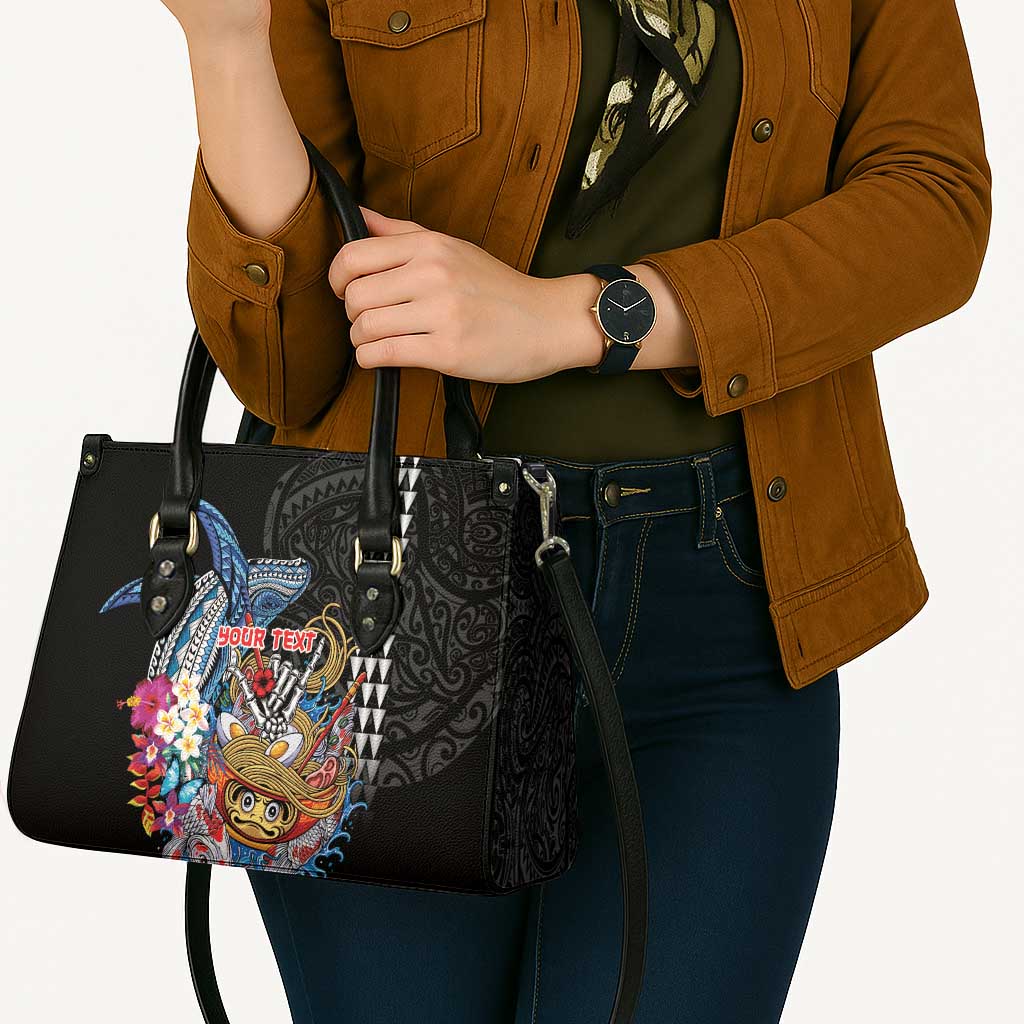 Personalized Japanese Koi Fish Ramen Leather Bag Aloha Shark Kakau Pattern LT9 - Polynesian Pride