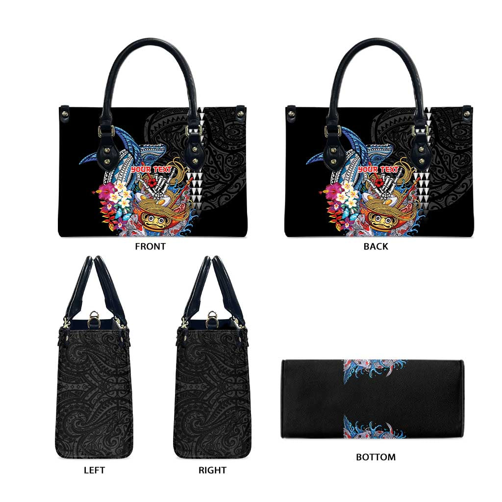Personalized Japanese Koi Fish Ramen Leather Bag Aloha Shark Kakau Pattern LT9 - Polynesian Pride