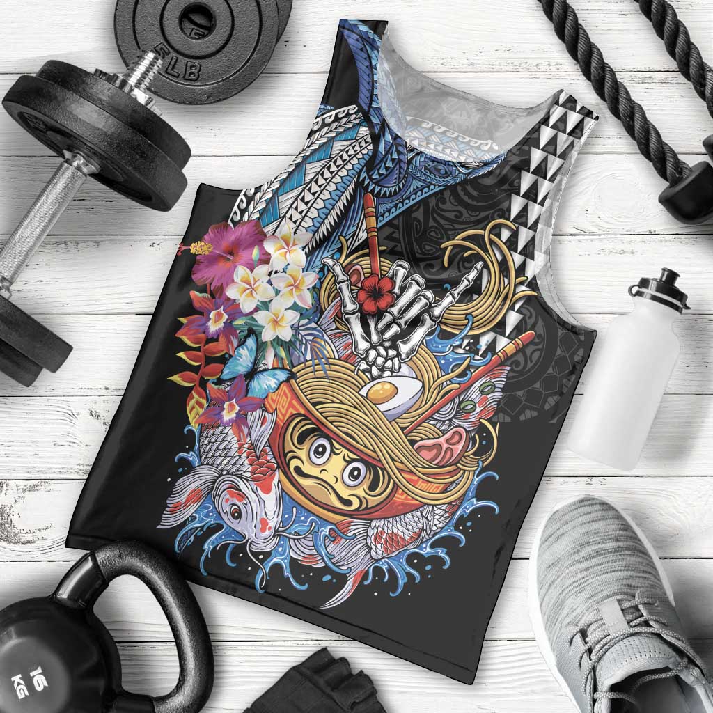 Personalized Japanese Koi Fish Ramen Men Tank Top Aloha Shark Kakau Pattern