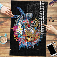 Personalized Japanese Koi Fish Ramen Puzzle Aloha Shark Kakau Pattern LT9 Black - Polynesian Pride