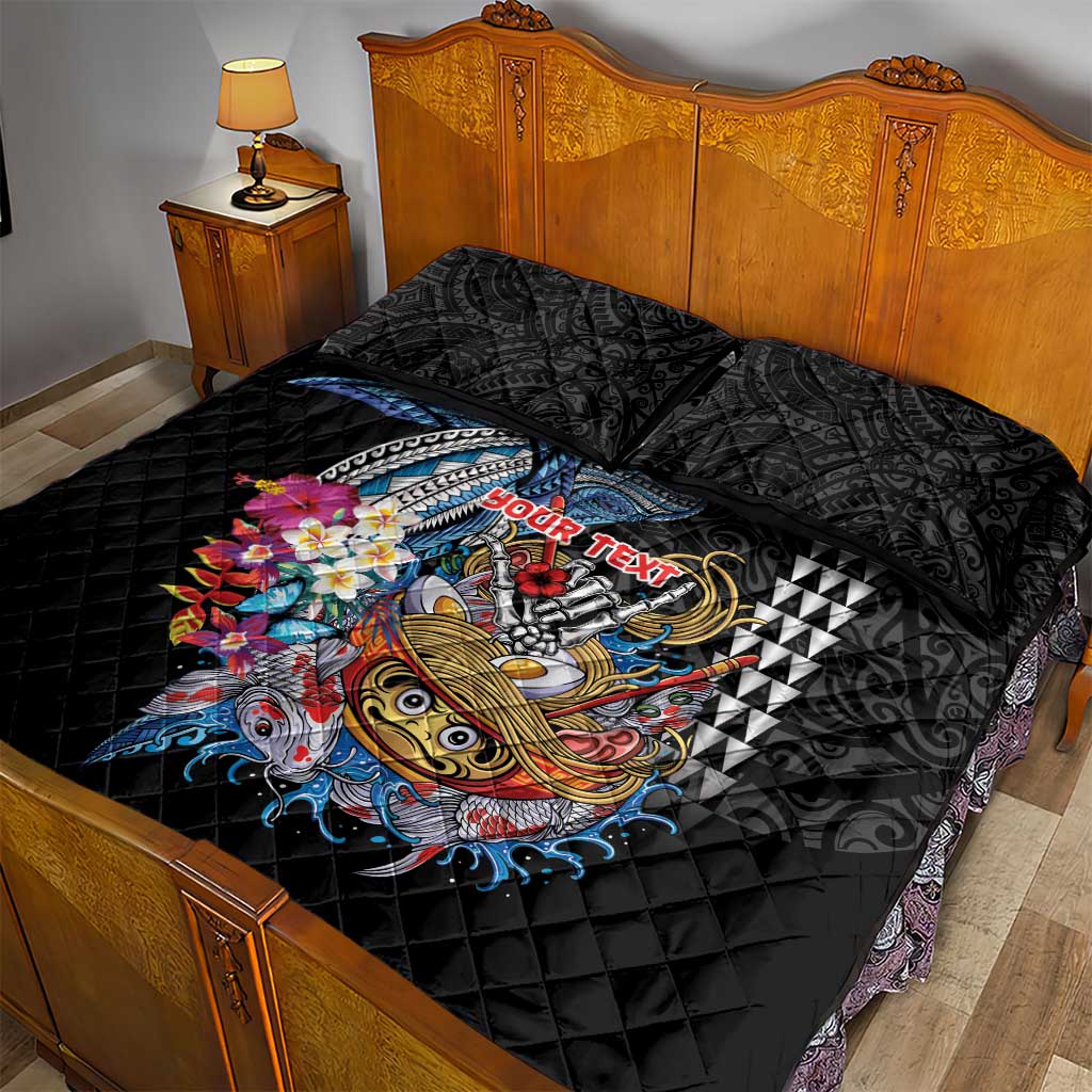 Personalized Japanese Koi Fish Ramen Quilt Bed Set Aloha Shark Kakau Pattern
