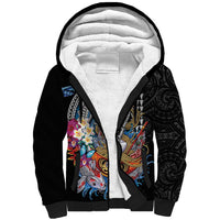 Personalized Japanese Koi Fish Ramen Sherpa Hoodie Aloha Shark Kakau Pattern LT9 Unisex Black - Polynesian Pride
