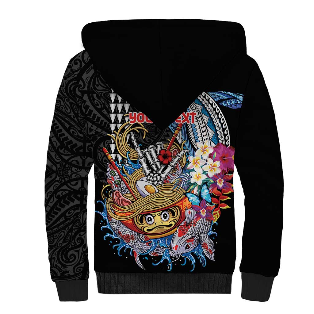 Personalized Japanese Koi Fish Ramen Sherpa Hoodie Aloha Shark Kakau Pattern LT9 - Polynesian Pride