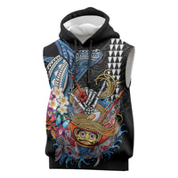 Personalized Japanese Koi Fish Ramen Sleeveless Hoodie Aloha Shark Kakau Pattern