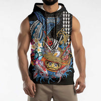 Personalized Japanese Koi Fish Ramen Sleeveless Hoodie Aloha Shark Kakau Pattern