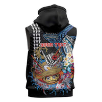 Personalized Japanese Koi Fish Ramen Sleeveless Zip Hoodie Aloha Shark Kakau Pattern
