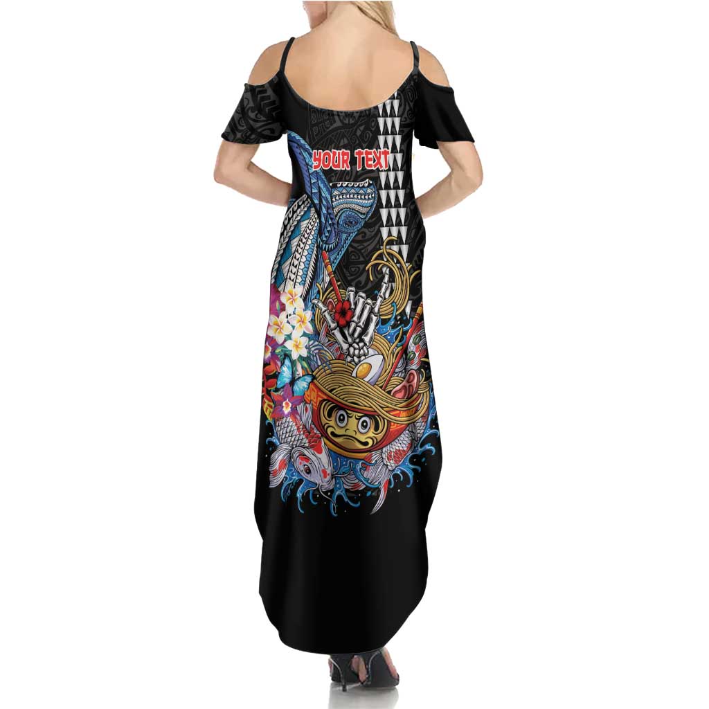 Personalized Japanese Koi Fish Ramen Summer Maxi Dress Aloha Shark Kakau Pattern LT9 - Polynesian Pride