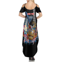 Personalized Japanese Koi Fish Ramen Summer Maxi Dress Aloha Shark Kakau Pattern LT9 - Polynesian Pride
