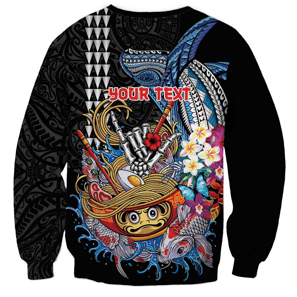 Personalized Japanese Koi Fish Ramen Sweatshirt Aloha Shark Kakau Pattern