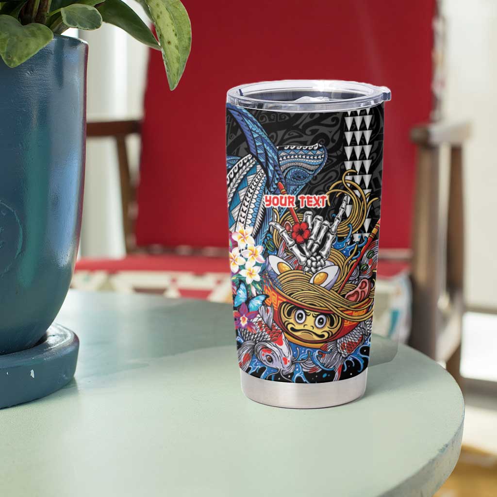 Personalized Japanese Koi Fish Ramen Tumbler Cup Aloha Shark Kakau Pattern