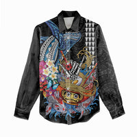 Personalized Japanese Koi Fish Ramen Women Casual Shirt Aloha Shark Kakau Pattern