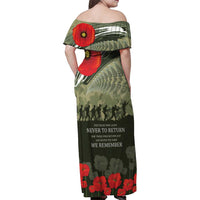ANZAC Day We Remember Family Matching Off Shoulder Maxi Dress and Hawaiian Shirt Maori Silver Fern Camouflage Motif LT9 - Polynesian Pride