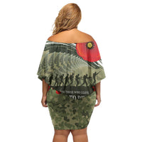 ANZAC Day We Remember Family Matching Off Shoulder Short Dress and Hawaiian Shirt Maori Silver Fern Camouflage Motif LT9 - Polynesian Pride