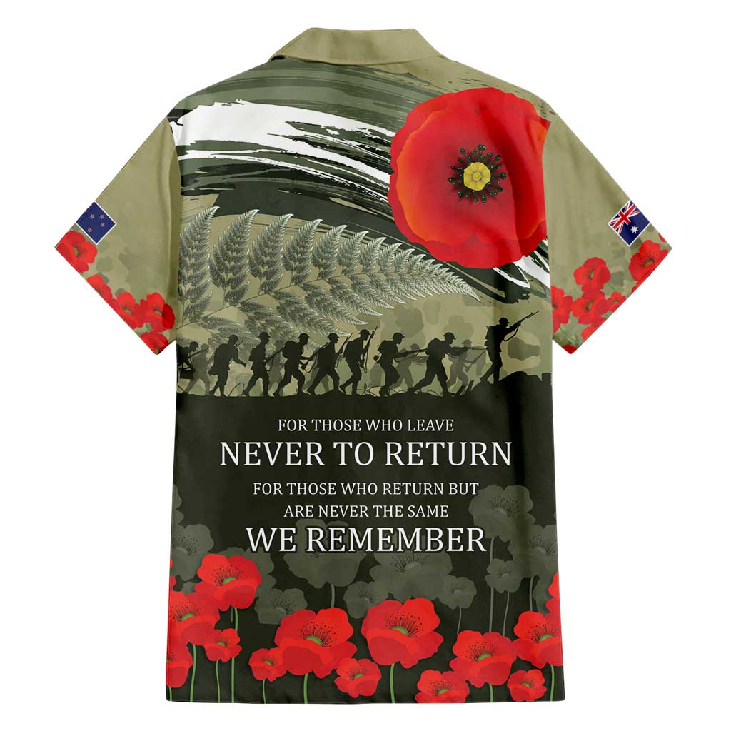 ANZAC Day We Remember Family Matching Short Sleeve Bodycon Dress and Hawaiian Shirt Maori Silver Fern Camouflage Motif LT9 - Polynesian Pride