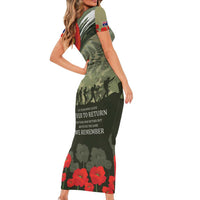 ANZAC Day We Remember Family Matching Short Sleeve Bodycon Dress and Hawaiian Shirt Maori Silver Fern Camouflage Motif LT9 - Polynesian Pride