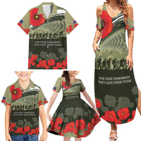 ANZAC Day We Remember Family Matching Summer Maxi Dress and Hawaiian Shirt Maori Silver Fern Camouflage Motif LT9 - Polynesian Pride